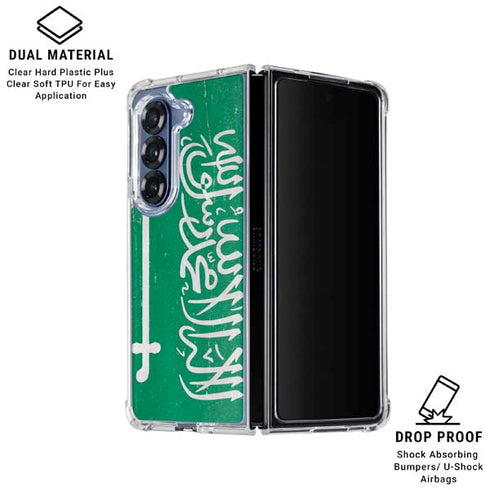 Saudi Arabia Flag Distressed Galaxy Z Fold6 Clear Case